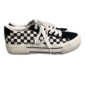 Mudd Checkerboard Platform Sneakers size 6 Women Black White Low Top